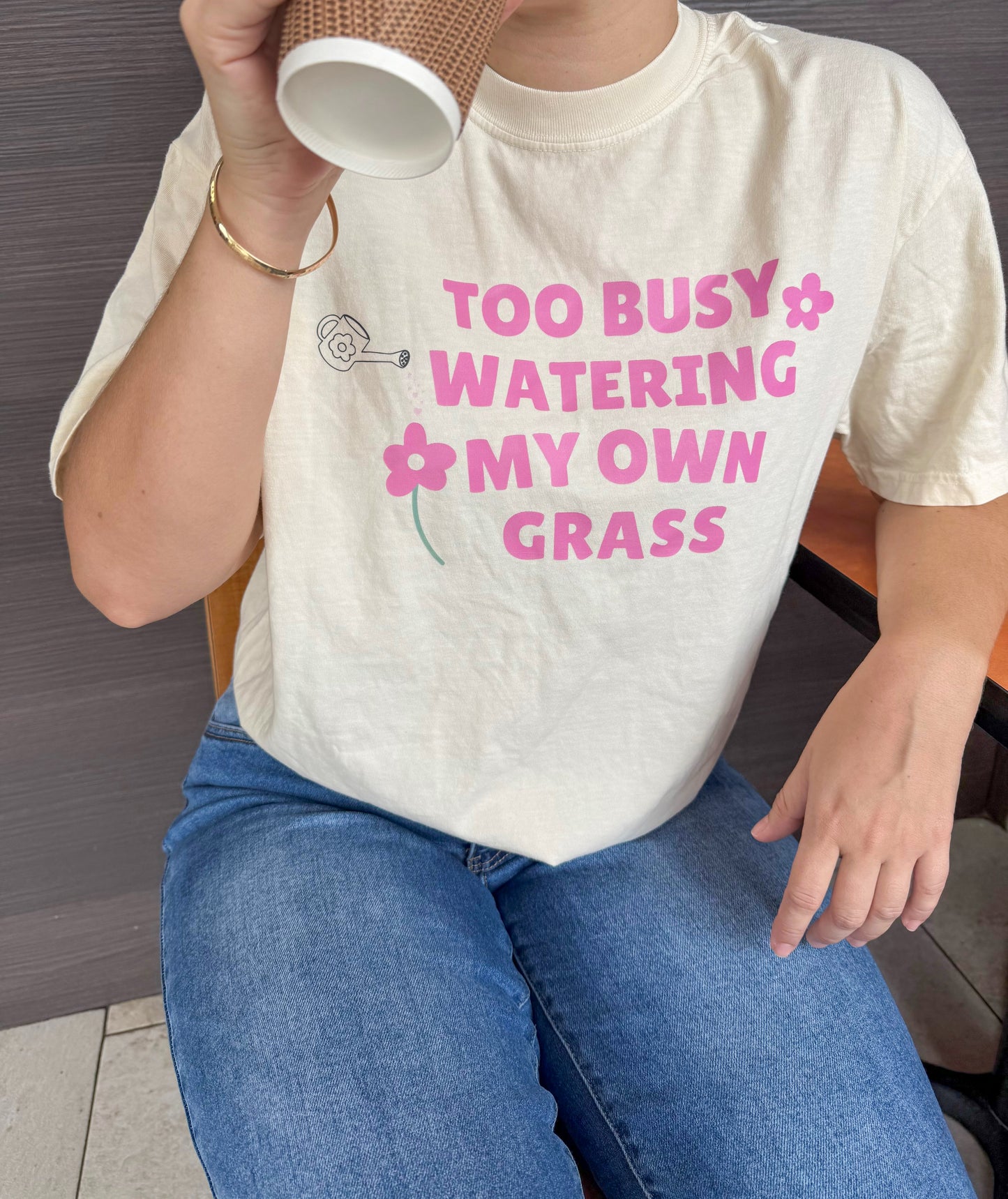Busy watering garment-dyed tee