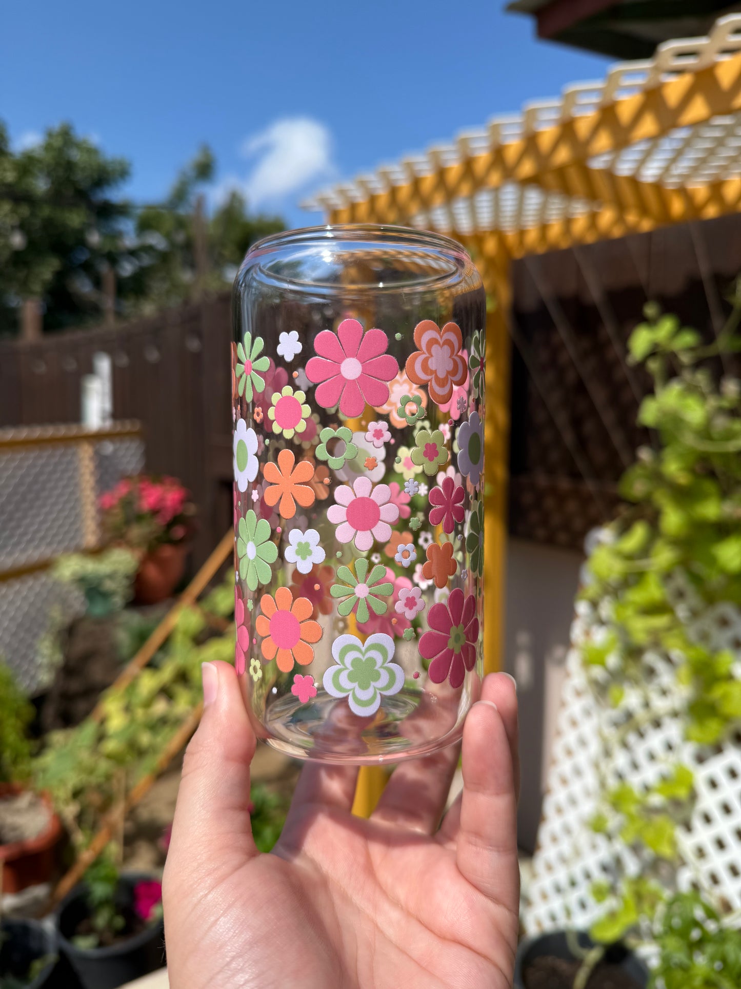 Spring flowers glass cup