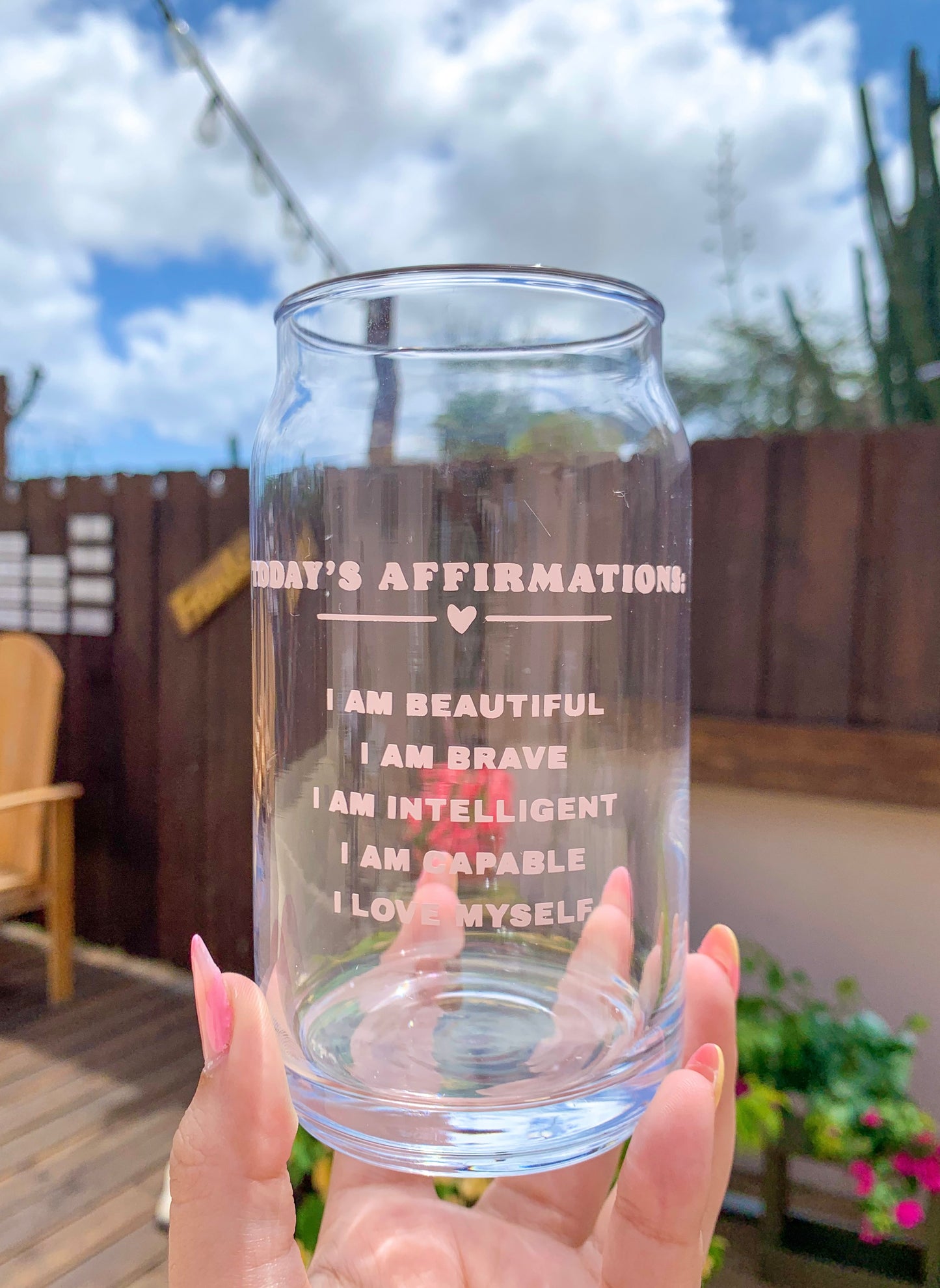 Affirmations glass cup