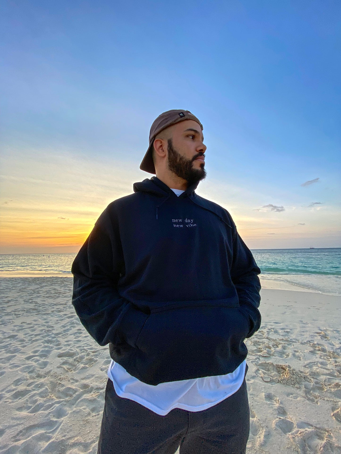 New day new vibe embroidered hoodie