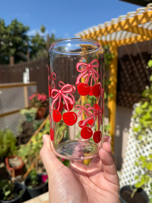 Cherry bow glass cup