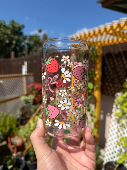 Strawberry cuteness glass cup
