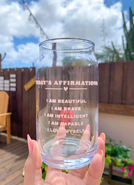 Affirmations glass cup