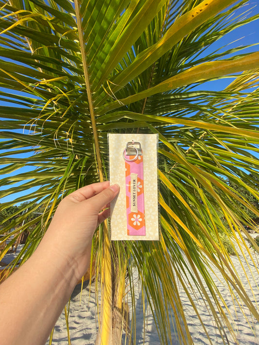 Sunset lover wristlet keychain