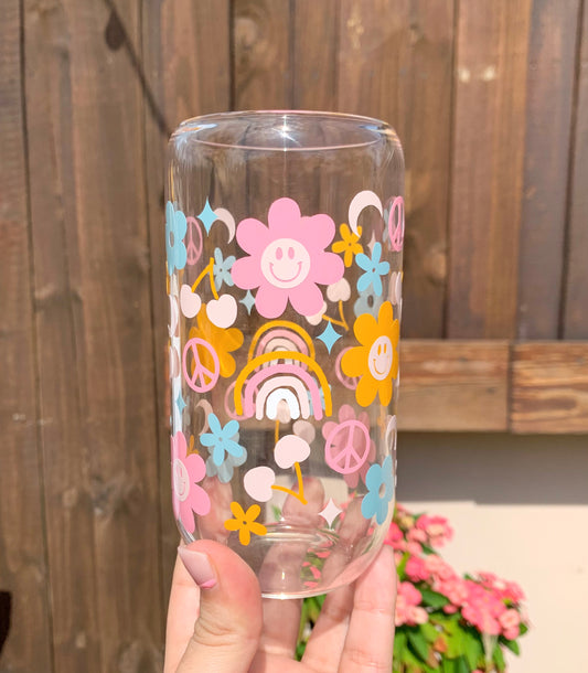 Flower power glass cup
