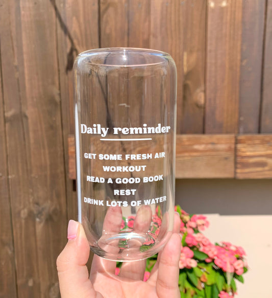Daily reminder glass cup