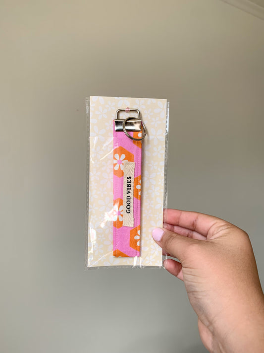 Good vibes wristlet keychain