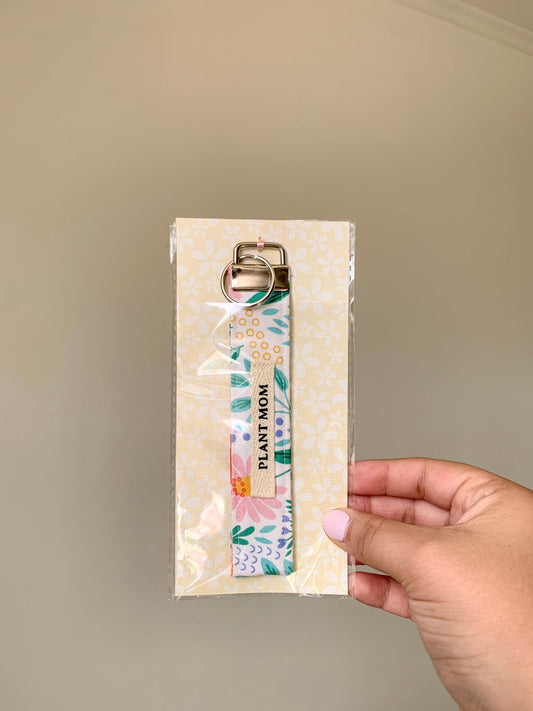 Plant mom wristlet keychain